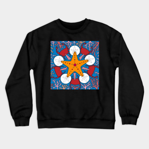 Starfish and Coral Crewneck Sweatshirt by HLeslie Design